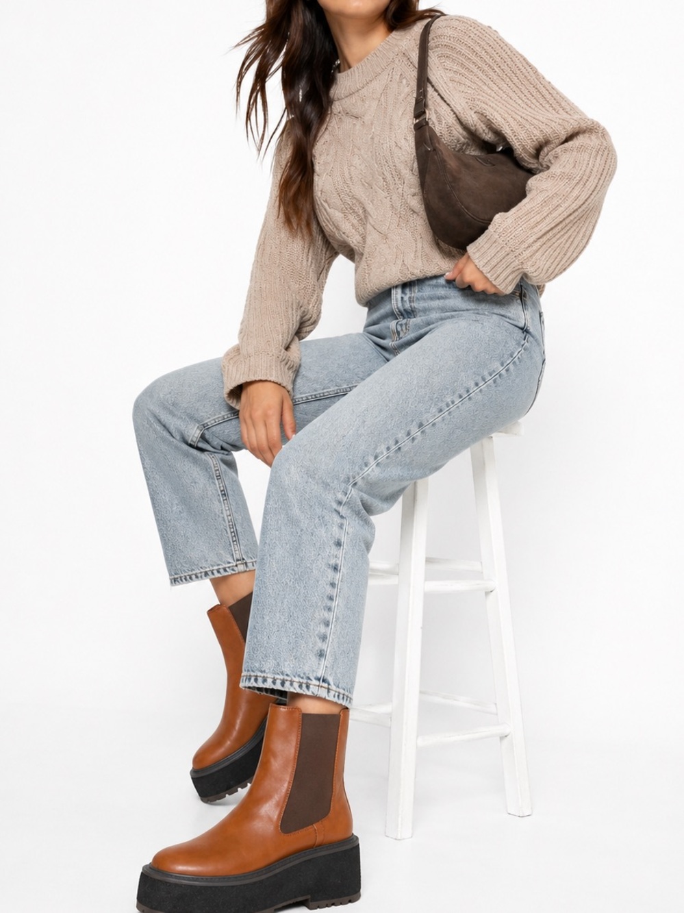 Circus by Sam Edelman Brown Platform Chelsea Boots Lug Sole Ankle Boot Size 8